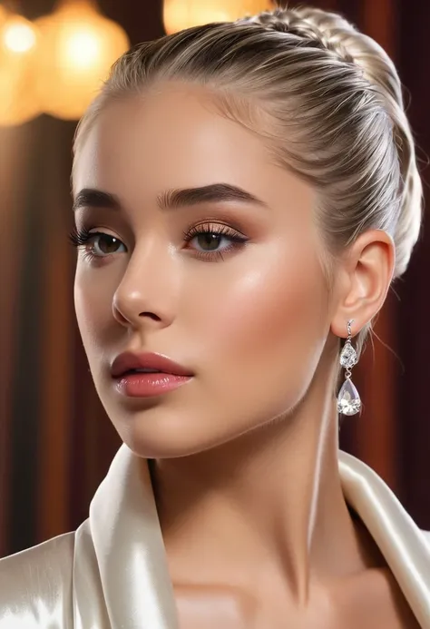 (Highest quality, masterpiece:1.2), Ultra-high resolution, Realistic, Front lighting, Exquisite detail, Exquisite detail and texture, One girl, alone ,(young), Facial highlights, Upper Body, Detailed face, Teardrop Mole, white skin, Silver Hair, ponytail, ...