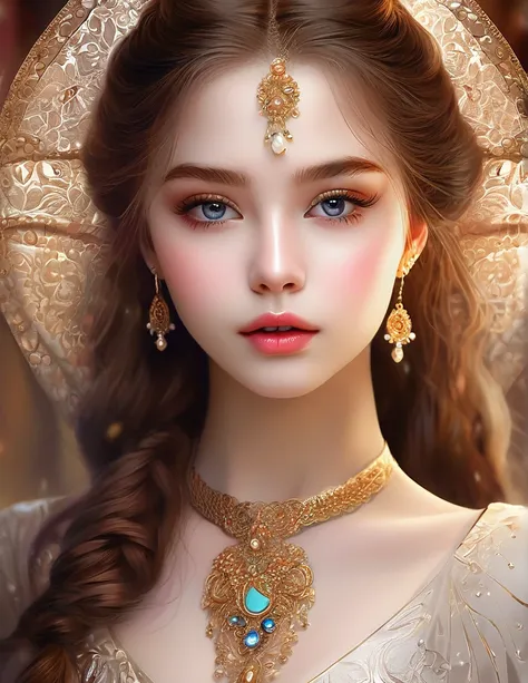 a beautiful girl, extremely detailed face and eyes, long eyelashes, beautiful detailed lips, 1girl, portrait, fantasy, digital painting, ethereal, soft lighting, warm colors, cinematic, highly detailed, intricate, ornate, elegant, delicate, serene, dreamli...