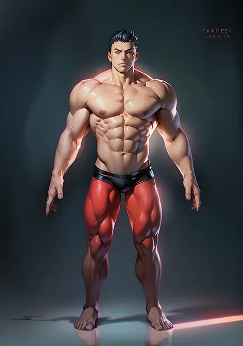 Generate an artistic anime-style image of a mouthless monster character  ,extremely muscular, genetic mutation, humanoid, , Muscle anatomy, mutant.