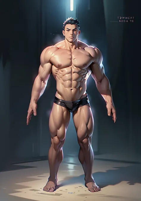 Generate an artistic anime-style image of a mouthless monster character  ,extremely muscular, genetic mutation, humanoid, , Muscle anatomy, mutant.