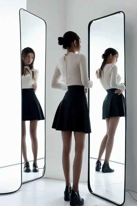 skirt flip　in front of the mirror