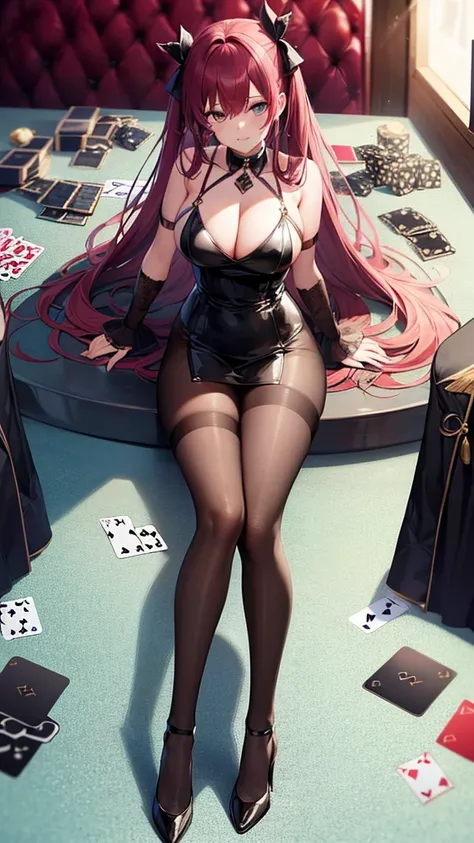  beautiful girl / bet / card /Baccarat / sexy outfit / dealer / Cute, cunning, full body