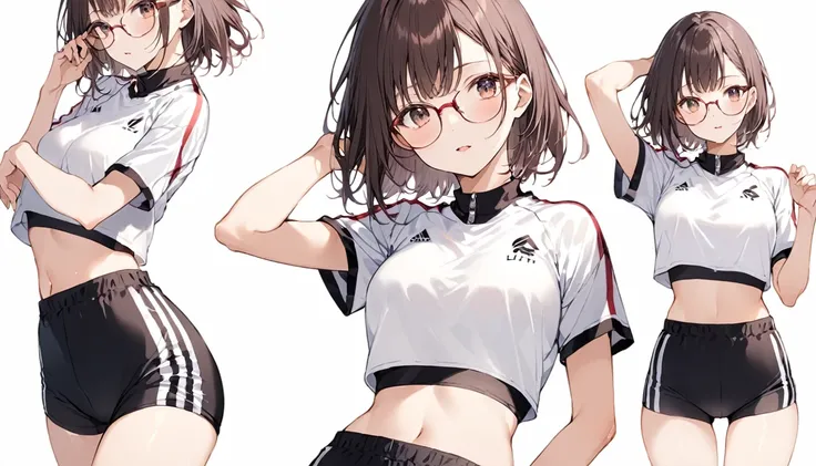 Cropped Jersey、hot pants、Glasses