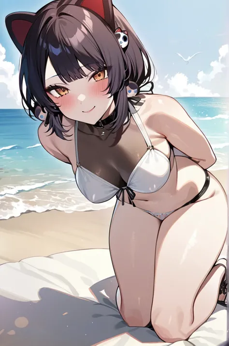 Masterpiece, best quality, nsfw ,1 girl,beach,
White bikini, cute pose,smile,gothic
Official style, nijisanji,inui toko, 