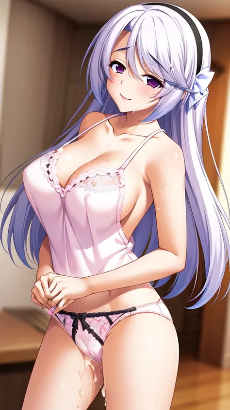 Long Hair、Purple Eyes、Silver Hair、Ribbon Hair、Big Breasts、Highest quality、Game CG、(masterpiece:1.2)、Highest quality、Game CG、Easy to understand、Easy to understand、cg_unity_8K_wallpapegures、High resolution、Disturbance、throw、Blind、Particles of light、 girl)、(P...