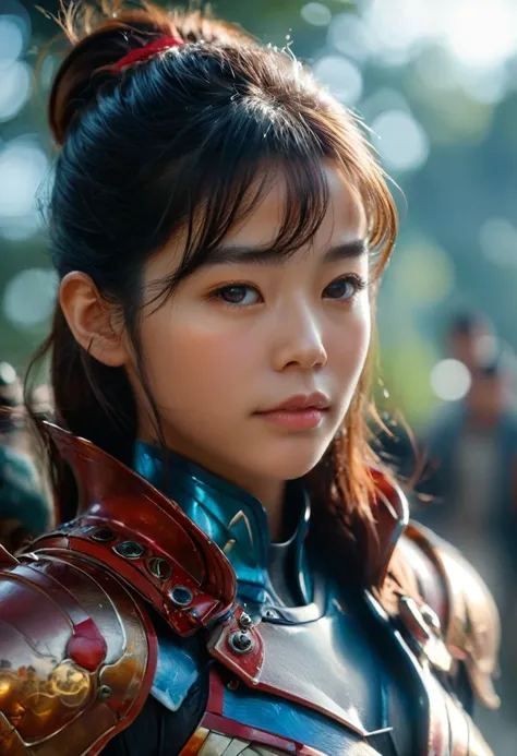 Close-up of a woman in armor, Medium Close-up ( micro ), 8k art gelm bokeh, Vojtek Fuss, ig model | art gelm, Lostrun 8k, by ruan jia and stanley art gelm, Jason Chan, Cinematic. Ren Jun, Jan J, Yanjun Chent