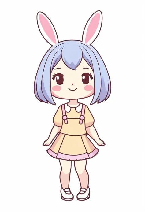 cartoon girl with bunny on top of her head, cute kawaii girl, kawaii anime manga style, portrait of cute anime girl, kawaii chib...