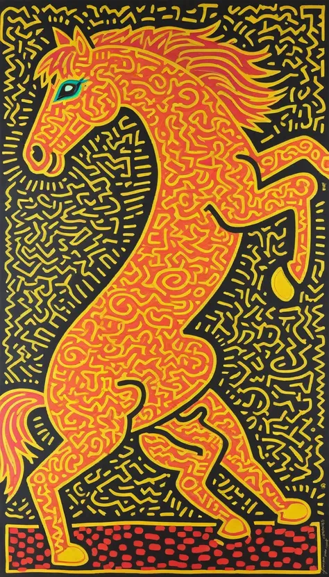 breathtaking KeithHaringXL, a stylized drawing of a horse (KeithHaring:1), vibrant, highly detailed, High dynamic range, masterpiece, award-winning, professional, highly detailed