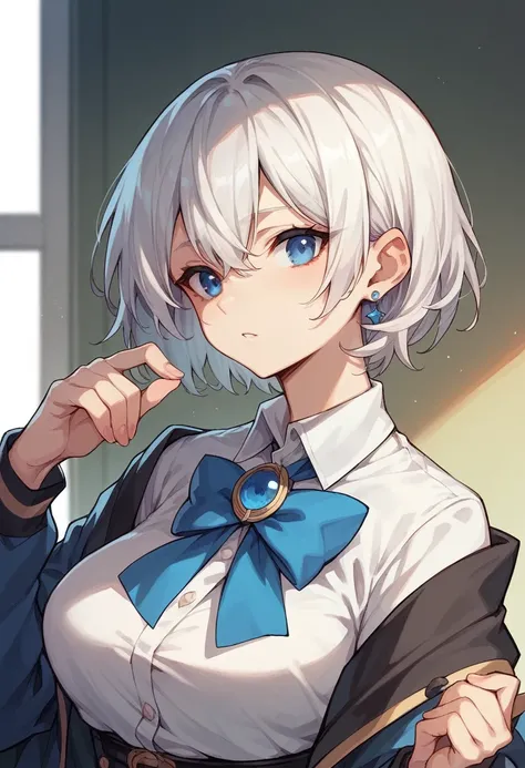 Satoru gojo girl. White hair. Blue eyes