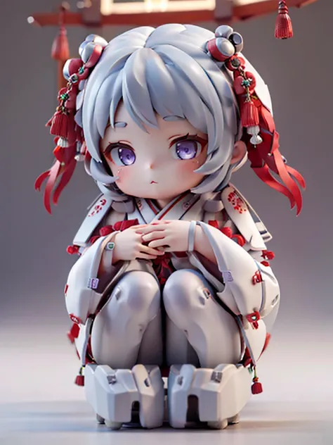 (Highest quality:1.4), High resolution, masterpiece,, One girl,, Light purple hair, Purple eyes, (Kemomimi), Medium chest, Naked thin thighs,, hair ornaments, (red|White Japanese shrine maiden outfit), Removable sleeves,, red面,, lanthanum, shrine,, Detaile...