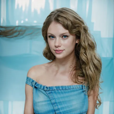 taylor swif , photography, film, depth of field, pale skin texture, curly hair, cute beautiful perfect face, light blue eyes, ca...