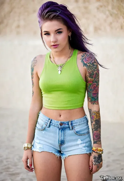 Realistic young teen sexy crop summer outfit tattoos 