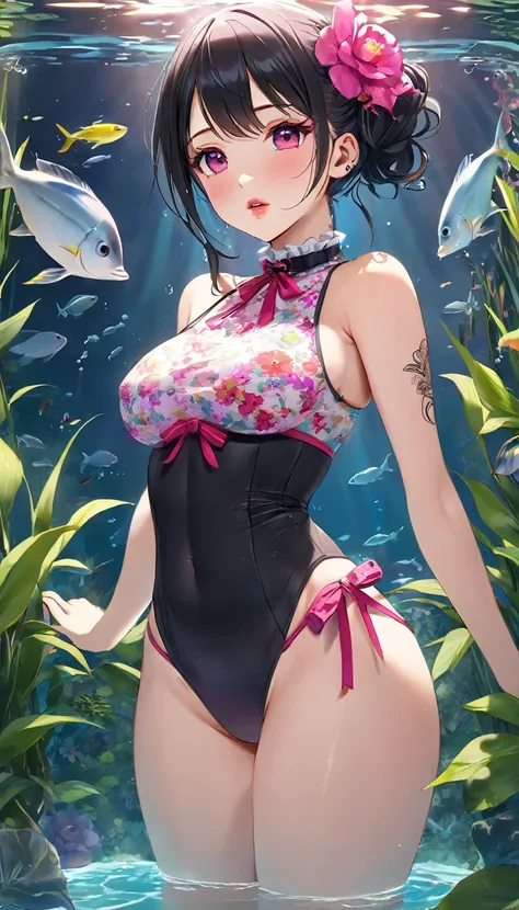 {{{{{16k}}}}}, {{{{{Unique atmosphere in the middle of the transition from girl to sexy woman, transforming a Japanese girl with a cutely pussy into her facial rank to the SSS rank of top-notch pretty actresses, Shes in a cylindrical aquarium filled with f...