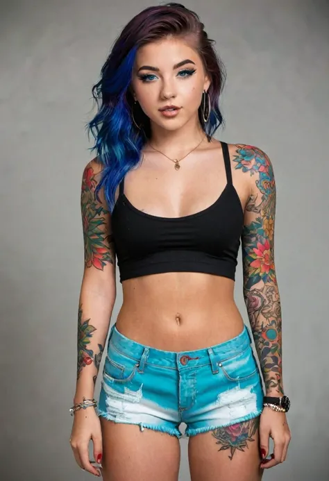 Realistic young teen sexy crop summer outfit tattoos 