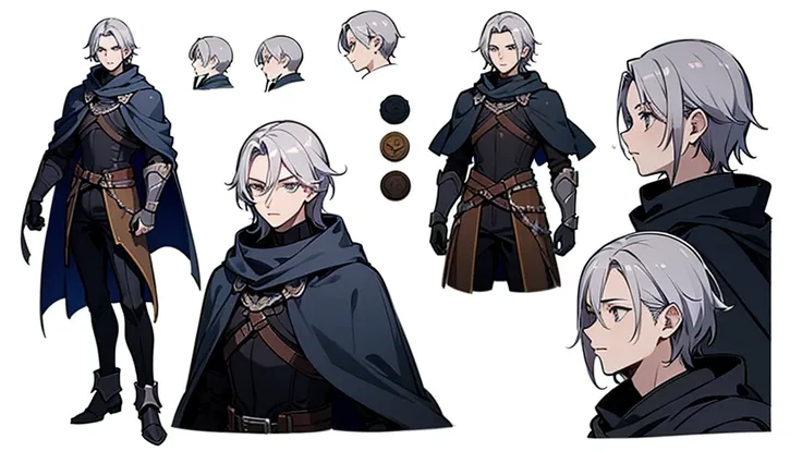 (best quality, high quality), (multiple views)++, (reference sheet)+, 1man, aesthetic pretty face knight, male warrior white background, dont cropped character on canvas, character on center of canvas, no scarf, no hood, no mask, no cape