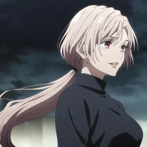 1girl, female gojo satoru, anime screencap from jujutsu kaisen, gojo satoru female version, solo, very long_hair, ((smooth textu...