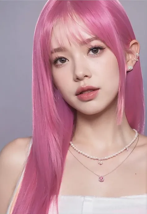 Leave it as it is, make the hair pink, pink hair, pink bangs, not black hair, pink hair, pink hair, pink hair