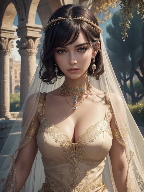 Cleopatra, ultra realistic 8k cg, flawless, clean, masterpiece, professional artwork, famous artwork, cinematic lighting, cinematic bloom, perfect face, beautiful face, fantasy, dreamlike, unreal, science fiction, lace, lace trim, lace-trimmed legwear, lux...