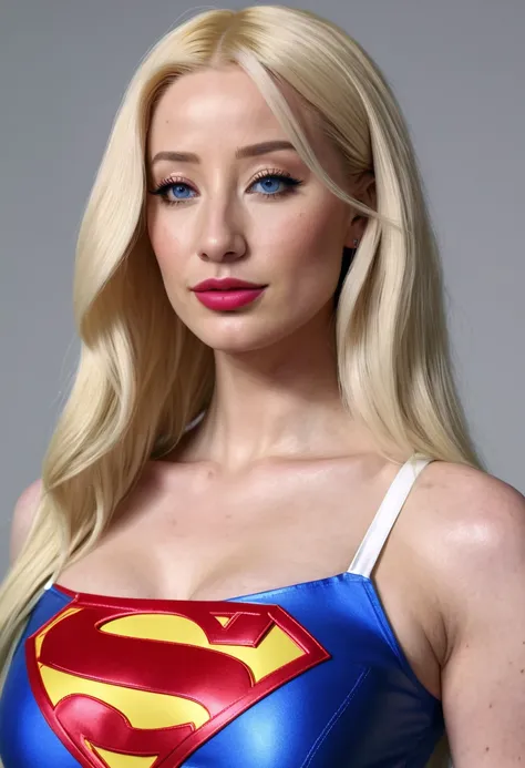 iggy azalea beautiful sexy woman wearing supergirl cosplay costume, detailed realistic masterpiece in high definition 4k:1.2, uh...