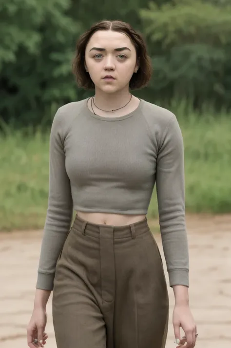 maisie williams as african american  white woman, cornrows braided hair, face, walking at street, muscled physics,