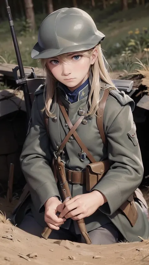 (masterpiece), best quality, expressive eyes, perfect face, all quiet on western front, man, trenches, dirty, uniform, realistic...