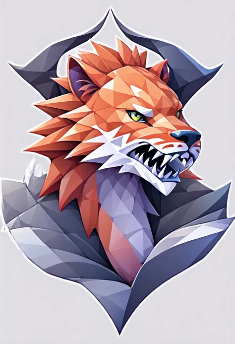 (low poly:2),carnivorous animal avatar,logo design,single color,(front image:2),avatar,(fierce:2),