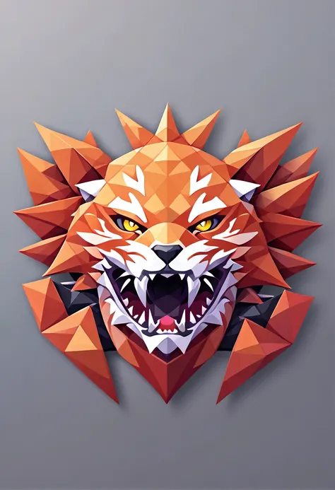 (low poly:2),carnivorous animal avatar,logo design,single color,(front image:2),avatar,(fierce:2),