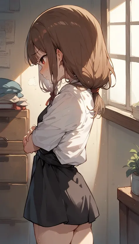 Browsing Caution,Sweat,White Breath,Kaguya-sama: Love is War,Iino Miko,room,Standing posture,Brown Hair