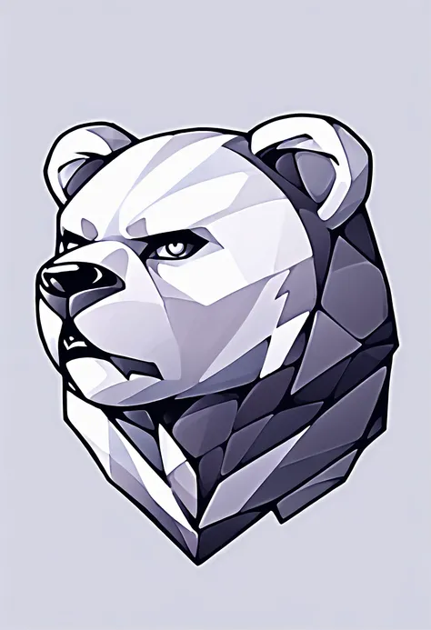 (low poly:2),(bear head avatar:1.5),logo design,single color,(front image:2),head avatar,(fierce:2),