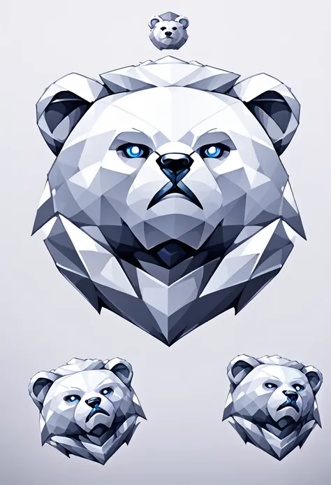 (low poly:2),(bear head avatar:1.5),logo design,single color,(front image:2),head avatar,(fierce:2),