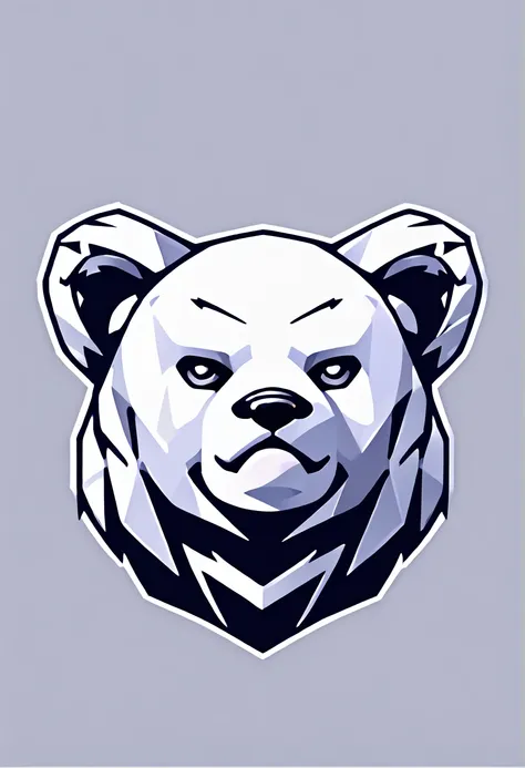 (low poly:2),(bear head avatar:1.5),logo design,single color,(front image:2),head avatar,(fierce:2),