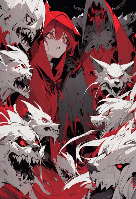 Evil Little red rding hood kild wolf  horror nightmear 