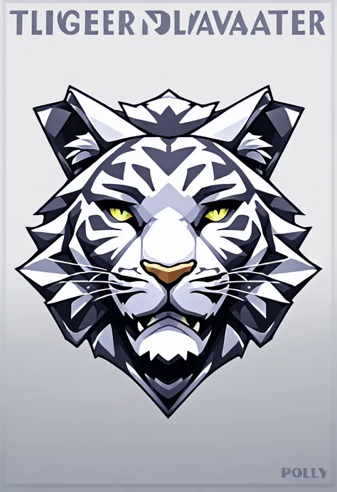 (low poly:2),(tiger head avatar:1.5),logo design,single color,(front image:2),head avatar,(fierce:2),