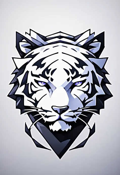 (low poly:2),(tiger head avatar:1.5),logo design,single color,(front image:2),head avatar,(fierce:2),