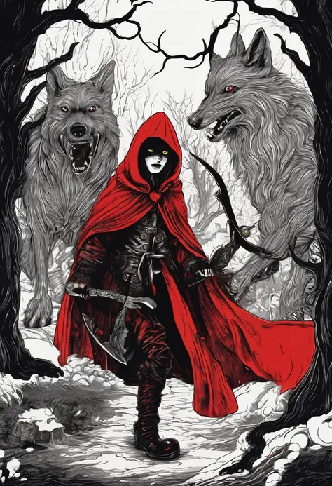 Evil Little red rding hood kild wolf  horror nightmear 