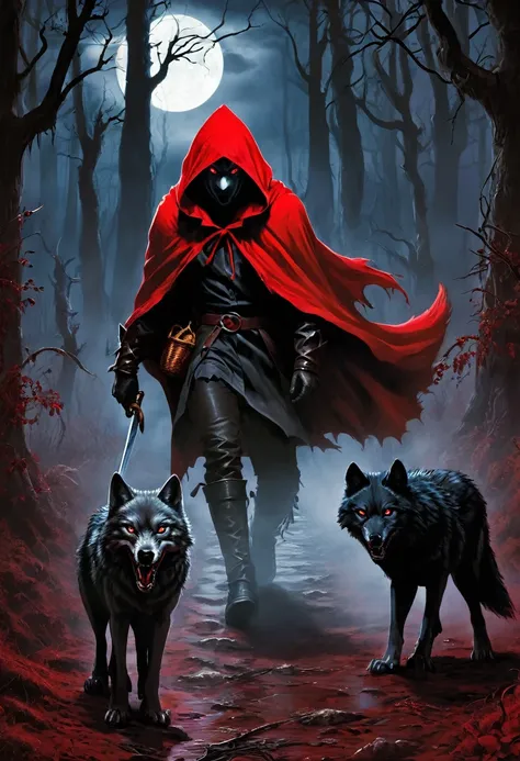 Evil Little red rding hood kild wolf  horror nightmear 