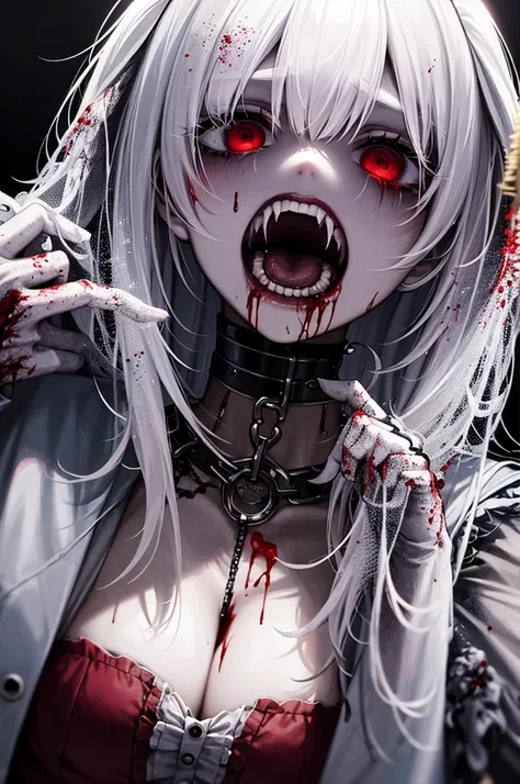 zombie, very horror, so scary, she has gone crazy, much blood
