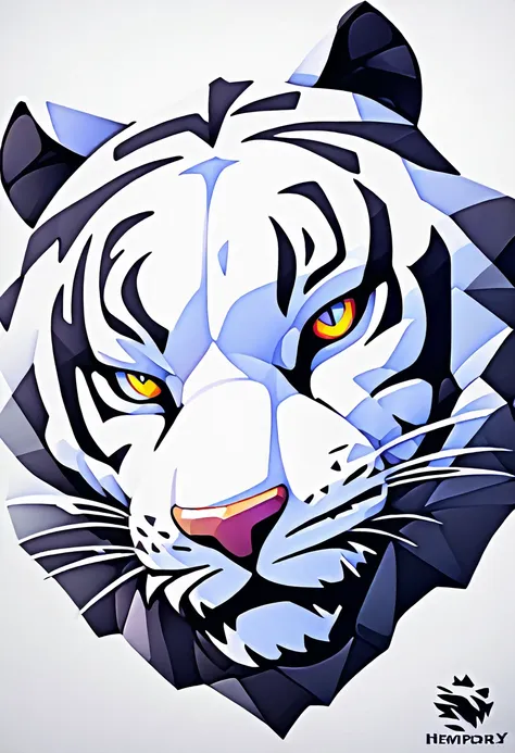 (low poly:2),(tiger head avatar:1.5),logo design,single color,(front image:2),head avatar,(fierce:2),