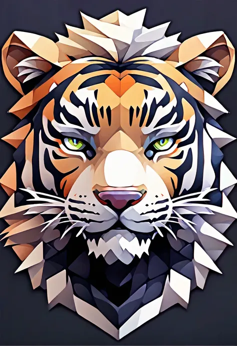 (low poly:2),(tiger head avatar:1.5),logo design,single color,(front image:2),head avatar,(fierce:2),