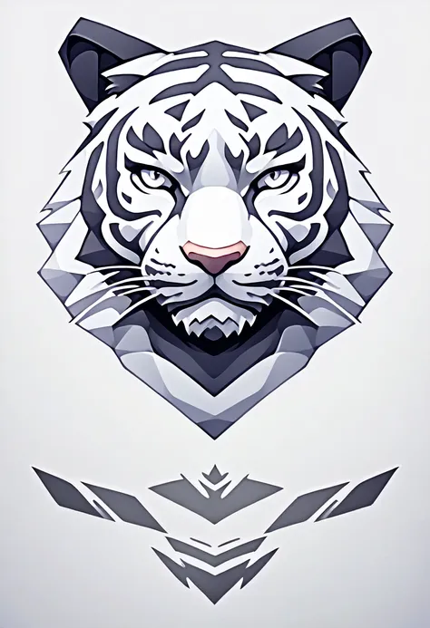 (low poly:2),(tiger head avatar:1.5),logo design,single color,(front image:2),head avatar,(fierce:2),