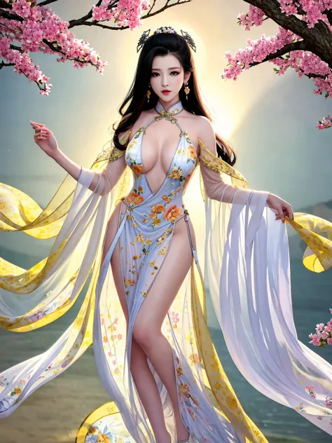 Top quality, masterpiece, high resolution, Chinese,，，，On the banks of the river，，，，，，On the banks of the river,,，，，，，，，，，，，,,,,naked,，stand erect，，，，，，，，，，，，，，，，，，，2girl，，,2girl, charming appearance and personality, big body, extremely sexy, ，，，，Floral pri...