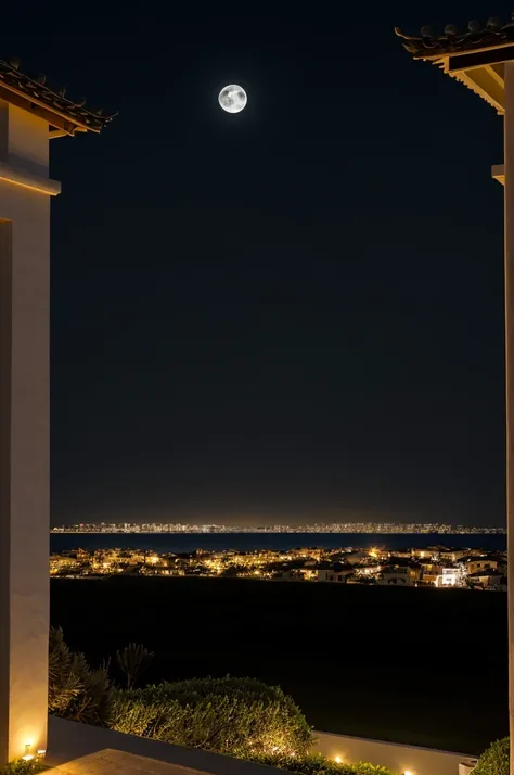 Sea of night,field,the sky is pitch black,No moon,View from the villa,Realistic,More realistic,Seaside terrace,8K Ultra HD, Digital SLR, Party Venue,Midnight Sea,View from the terrace,空にNo moon
