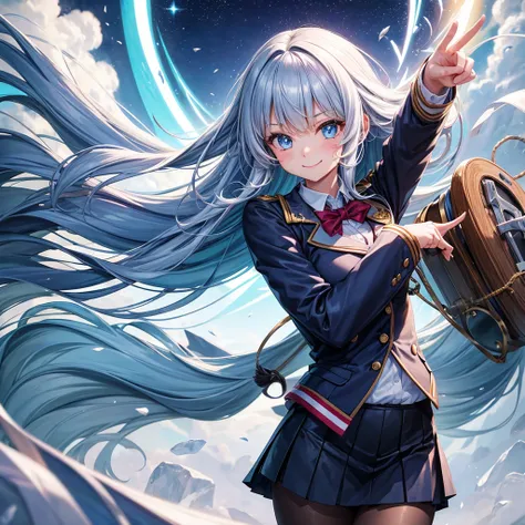 Best Quality，middle School girls，Superpowered girl，Ice User，Wind Charmer，smile，Highest quality，Big Breastulti-colored hair，Cute uniform，She has her bangs down，blazer，Academy，future，cardigan，Beautiful girls，Horny girl，Naughty Girlasterpiece，perfection，Long ...