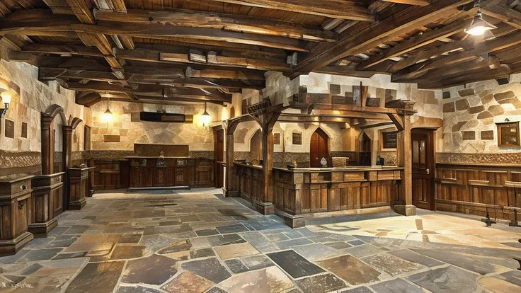 Medieval European style building、Reception counter、A place for adventurers to visit、guild