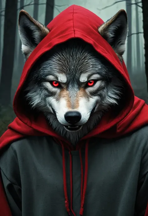 Evil Little red rding hood kild wolf  horror nightmear 