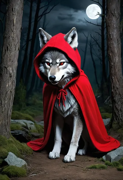 evil little red rding hood kild wolf  horror nightmear