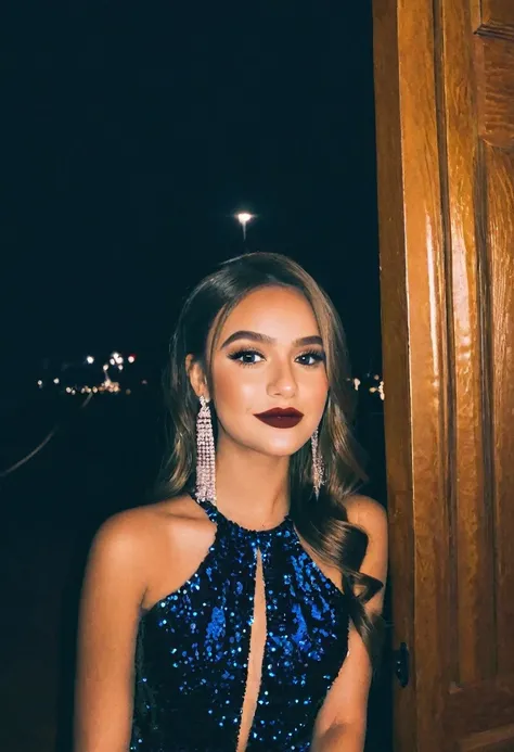 prom night party girl, selfie, entrance, 2020, instagram, photo, dressed, photo, dark
