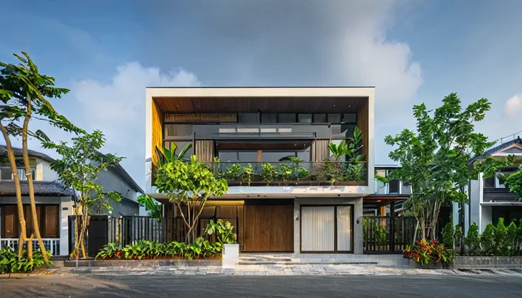 japan modern tropical house,interior warm light