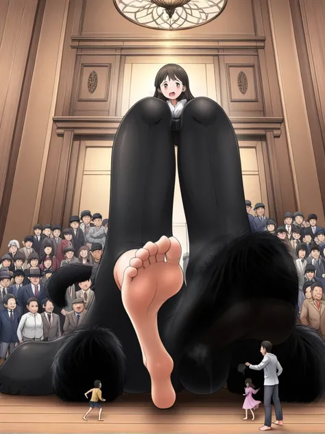 Masterpiece, Best Quality, of the highest quality, high resolution, absurdities, extremely detailed, extremely delicate and beautiful,
a girl stepping on mini people, 1 girl, Gigantic, floor, jvdaniang, reduced size, foot fetish, stepped on, black fur, , b...