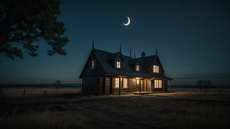 (best qualityer) a night house with a horror vibe ( without trees and moon )